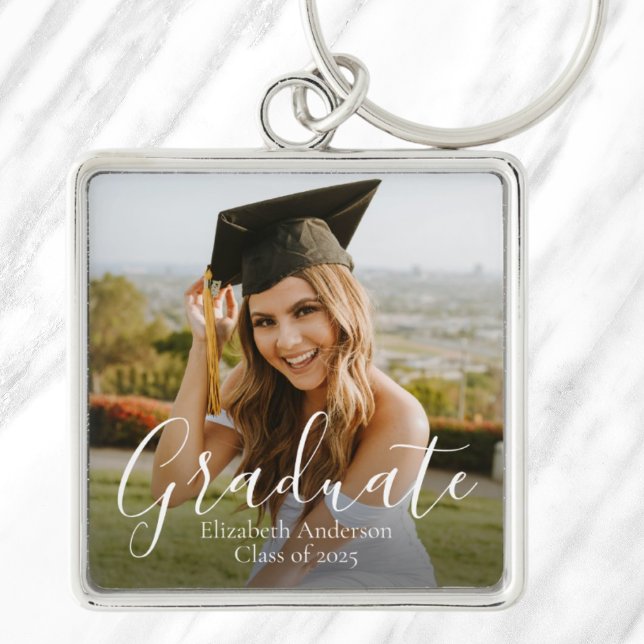 Chaveiro Roteiro de Graduado Personalizado da Turma de 2026 (Class of 2025 Custom Graduate Script Photo Keychain)