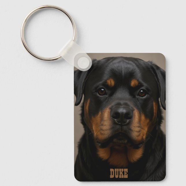 Chaveiro Rottweiler Foto Personalizada Nome (Frente)