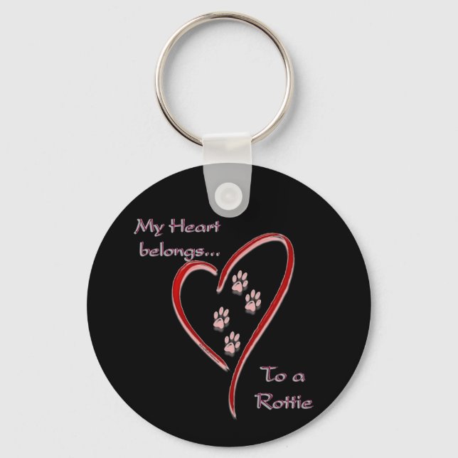 Chaveiro Rottweiler Hearts Pertence (Frente)