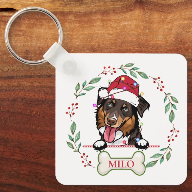 Chaveiro Rough Collie Dog - Presente de Natal Personalizado (Frente)