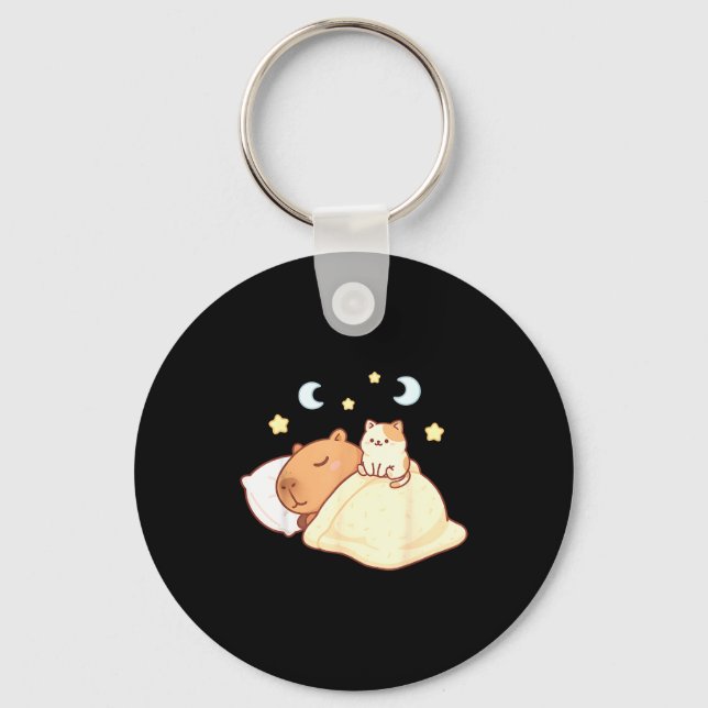 Chaveiro Roupa de dormir fofa de capivara Kawaii Sleepybara (Frente)