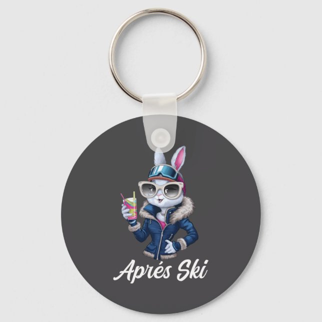 Chaveiro Roupa de Esquí Bunny Design de Chapéu de Après Ski (Frente)