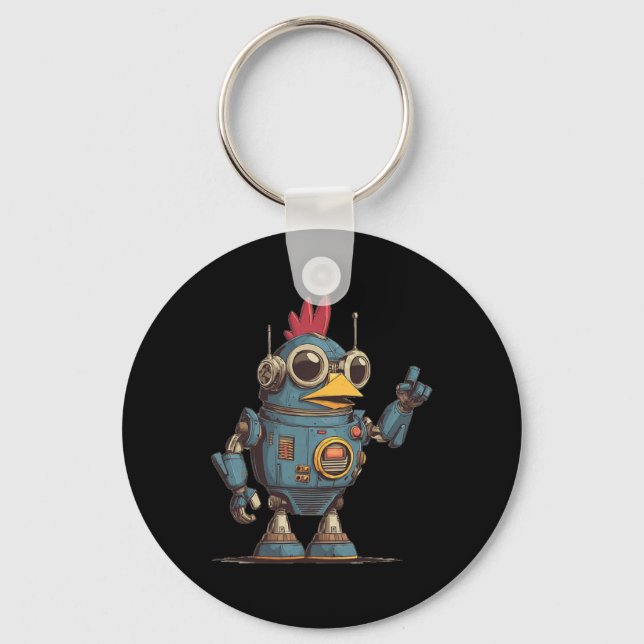 Chaveiro Roupa de frango de robô engraçado Ai para amantes  (Frente)