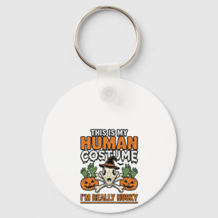 Chaveiro Roupa de Halloween de Custo Humano Husky Engraçado