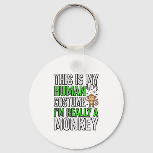 Chaveiro Roupa de Humano de Macaco Engraçado Design de Cami