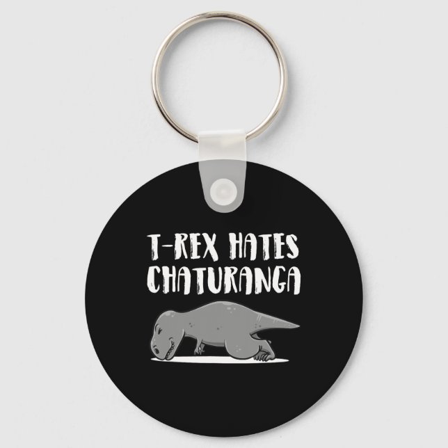 Chaveiro Roupas de Yoga de Dinossauro T-rex Engraçadas Pres (Frente)