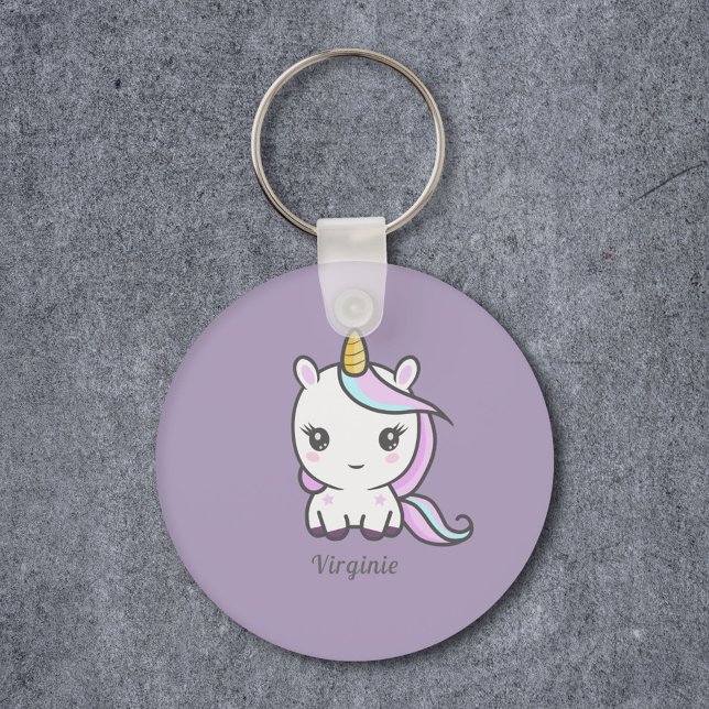 Chaveiro Roxo do Unicórnio (Cute Unicorn Purple Keychain)