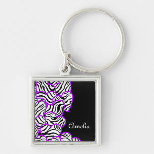 Chaveiro roxo dos corações da zebra