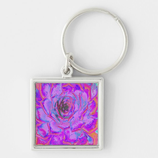 Chaveiro Roxo e Magenta - Sena Rosette Suculente (Frente)
