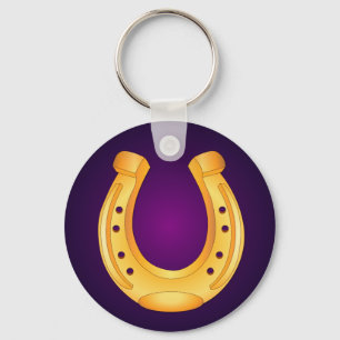 Chaveiro roxo em ferradura dourado