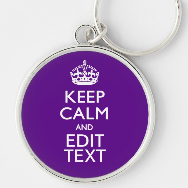 Chaveiro Roxo Fique Calmo E Seu Texto Facilmente (Frente)