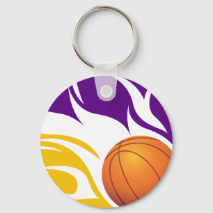 Chaveiro Roxo flamejante e ouro do basquetebol