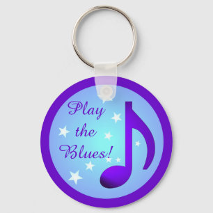 Chaveiro Roxo Music Note Blue Circle Stars Planta os Blues