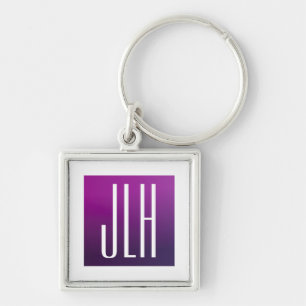 Chaveiro Roxo Ombre & Inicial ou outro Texto Branco