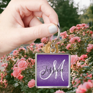 Chaveiro Roxo Realce Ombre Amethyst Brilho Monograma