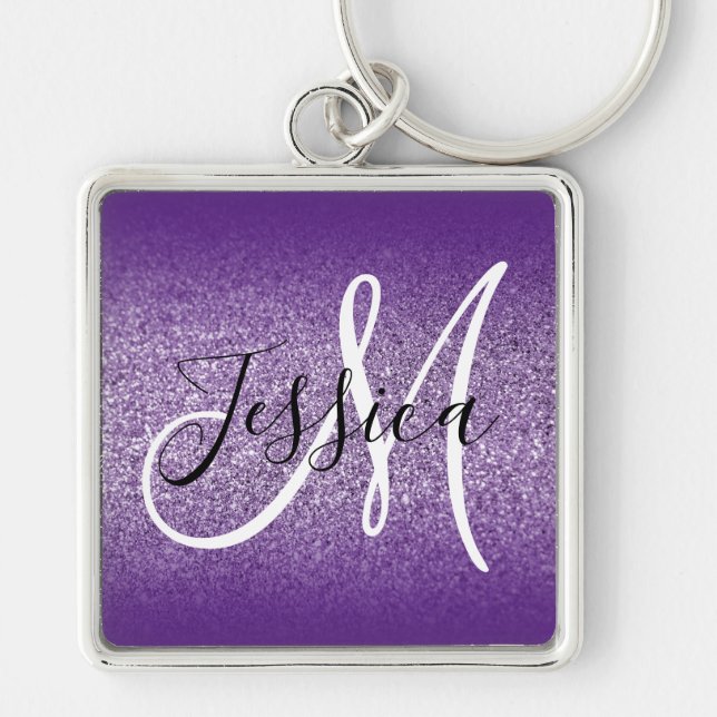 Chaveiro Roxo Realce Ombre Amethyst Brilho Monograma (Frente)