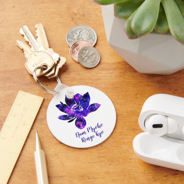 Chaveiro Roxo Roxo-Espiritual Flor Nam Myoho Renge Kyo (Mesa)