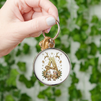 Chaveiro Royal Gold Letter A Luxury Unisex Silver Keychain