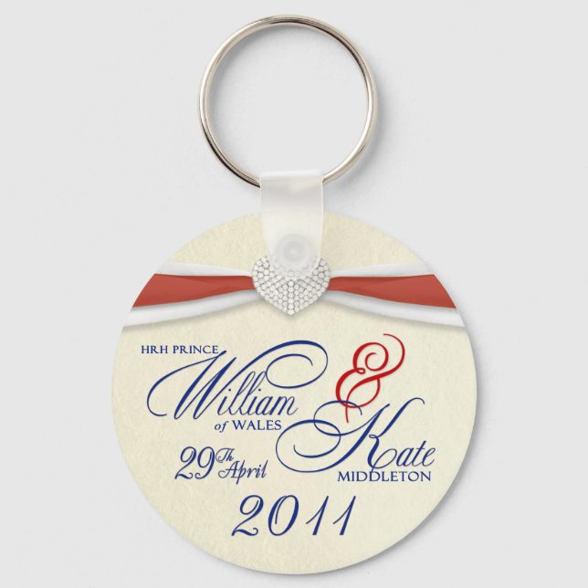 Chaveiro Royal Wedding Souvenir - William & Kate Key Rings (Frente)