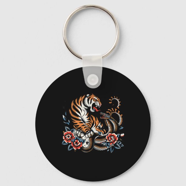 Chaveiro Rua De Tatuagem De Tigre E Cobra (Frente)