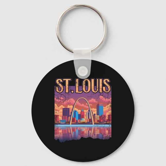 Chaveiro Rua Louis Gateway Arch Missouri Cityscape Skyline (Frente)