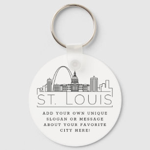 Chaveiro Rua Louis Stylizou Skyline   Slogan Personalizado