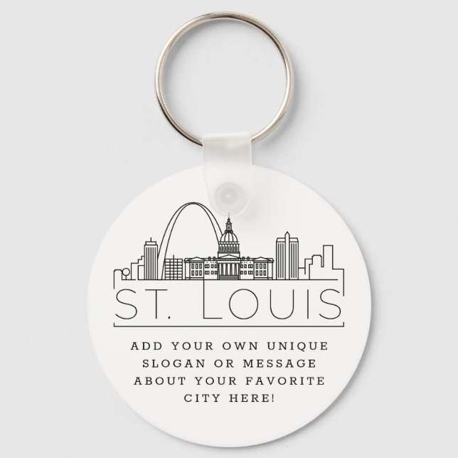Chaveiro Rua Louis Stylizou Skyline | Slogan Personalizado (Frente)