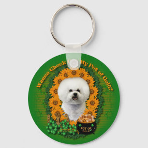 Chaveiro Rua Patricks - pote de ouro - Bichon Frise