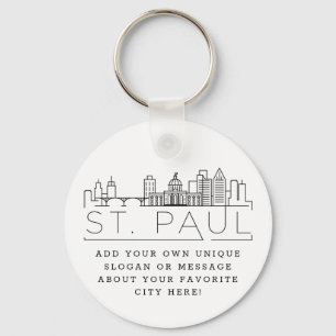 Chaveiro Rua, Paul Stylizou Skyline  Slogan Personalizado