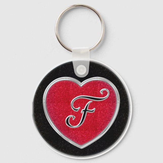 Chaveiro Ruby e Onyx Heart Monogramas (Frente)