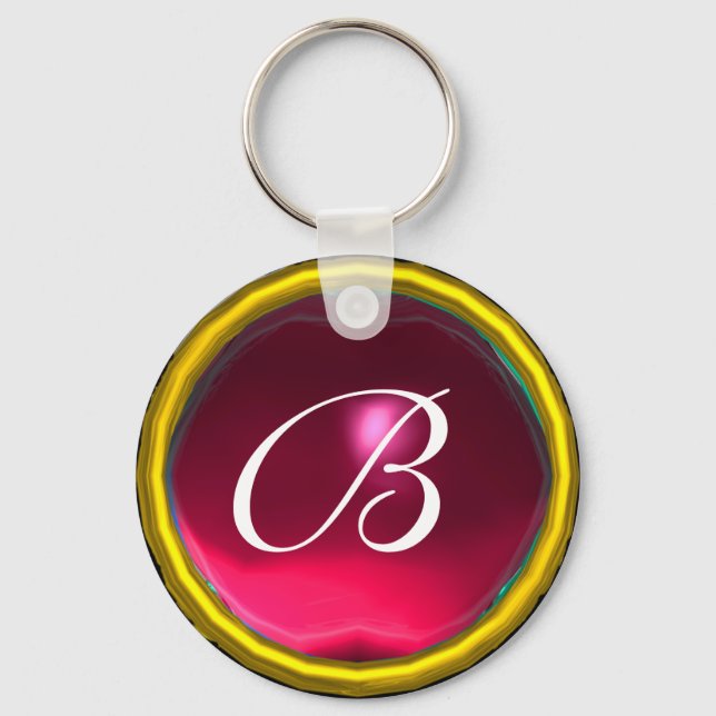 Chaveiro RUBY MONOGRAM, rosa vermelho amarelo (Frente)