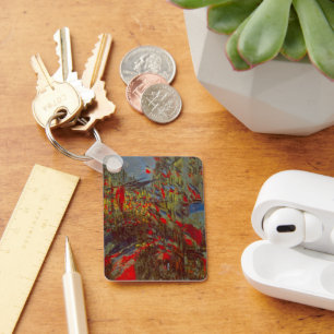 Chaveiro Rue Montorgueil com Bandeiras por Claude Monet