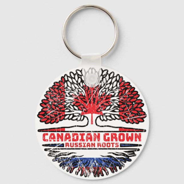 Chaveiro Rússia Canadá Russo Canadá Árvore Bandeira (Frente)