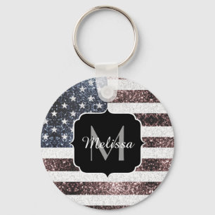 Chaveiro Russo Red White Blue Sparkles Estados Unidos bande