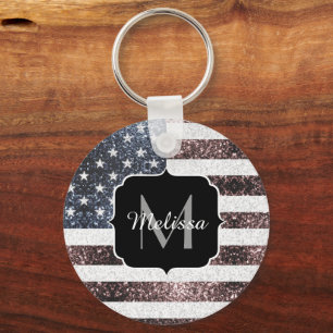 Chaveiro Russo Red White Blue Sparkles Estados Unidos bande
