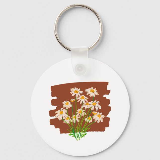 Chaveiro Rustic floral design on brown background (Frente)