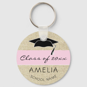 Chaveiro Rustic Pink Class of and Graduate Name Graduation