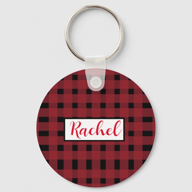 Chaveiro Rustic Red Black Gingham (Frente)