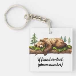 Chaveiro Rustic Sleeping Bear Woodland "Se Encontrado" Tele