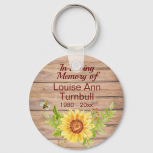 Chaveiro Rustic Sunflower Memorial In Loving Memory of