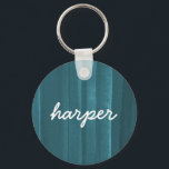 Chaveiro Rustic Watercolor Script Name PersonalisedKeychain<br><div class="desc">Este chaveiro com fundo aquarela em azul real,  e um nome personalizado em uma fonte de script,  faz um presente maravilhoso. Texto totalmente personalizável. Procure por coordenar produtos da Parcel Studios.</div>
