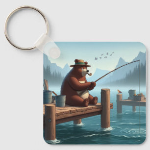 Chaveiro Rústico, urso montanhista ao ar livre vintage