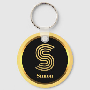Chaveiro S Monograma Dourado Personalizado