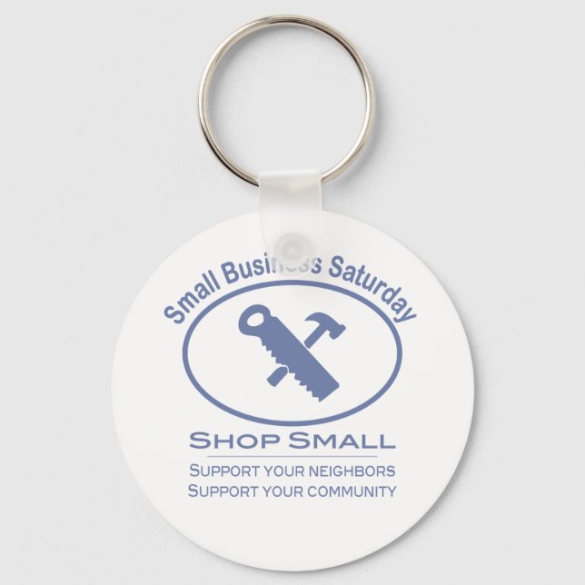 Chaveiro Sábado para pequenas empresas - Azul para hardware (Frente)