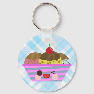 Chaveiro Sabores de Sundae de Sorvete Kawaii Deliciosos Xad