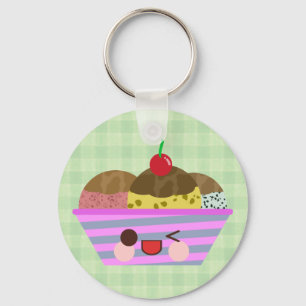 Chaveiro Sabores de Sundae de Sorvete Kawaii Deliciosos Xad