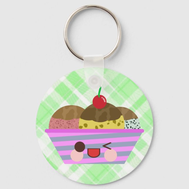 Chaveiro Sabores de Sundae de Sorvete Kawaii Deliciosos Xad (Frente)