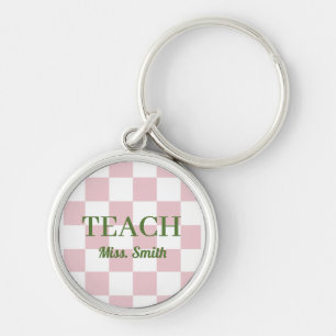 Chaveiro Saco de Ensino com Nome Personalizável Xadrez Rosa