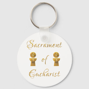 Chaveiro Sacramento ouro de Eucharist Host e Chalice