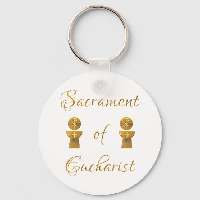 Chaveiro Sacramento ouro de Eucharist Host e Chalice (Frente)
